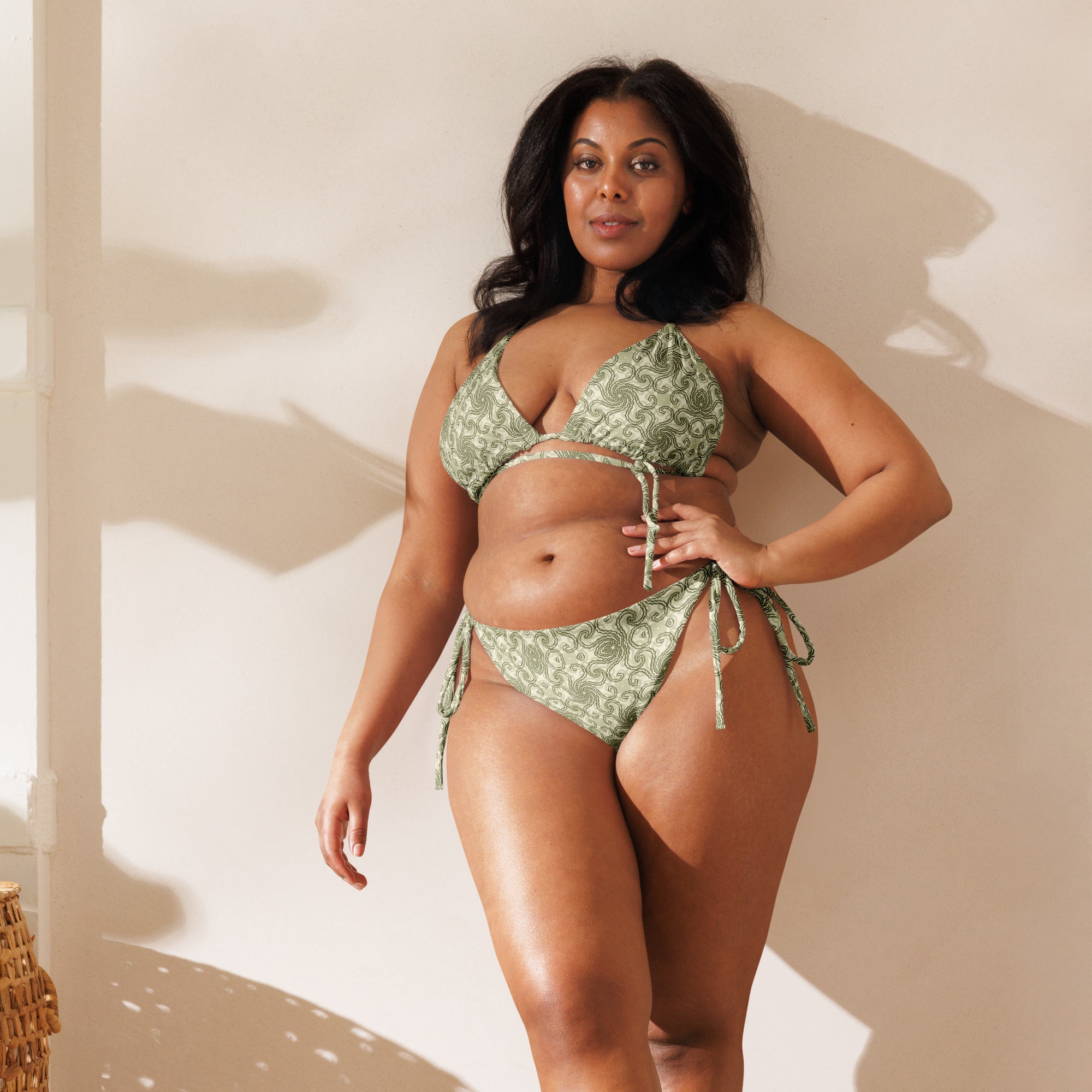 Light pattern All-over print string bikini